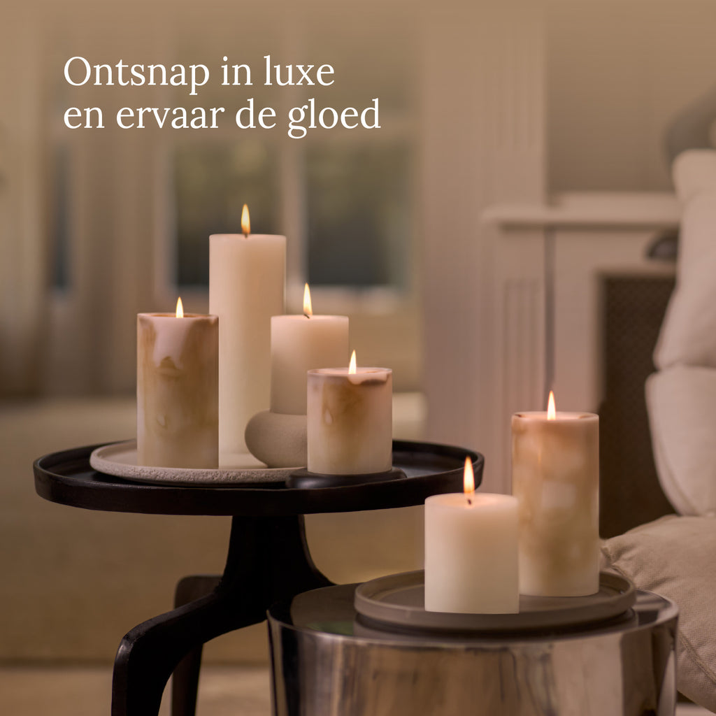 Bolsius - Rustieke kaarsen set - Botticino Beige - Marble
