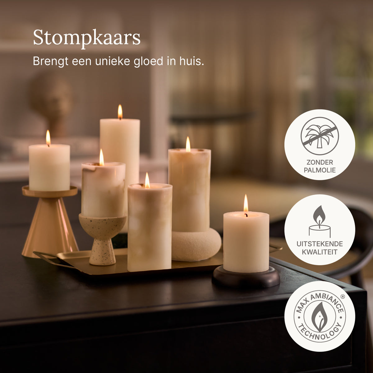 Bolsius - Rustieke kaarsen set - Botticino Beige - Marble