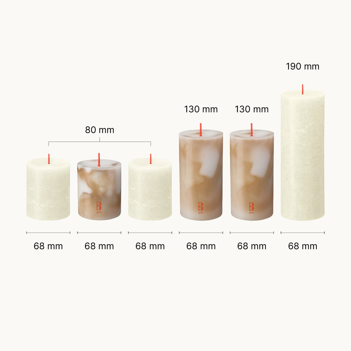 Bolsius - Rustieke kaarsen set - Botticino Beige - Marble