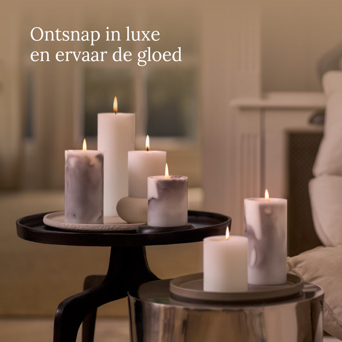 Bolsius - Rustieke kaarsen set - Carrara Grey - Marble