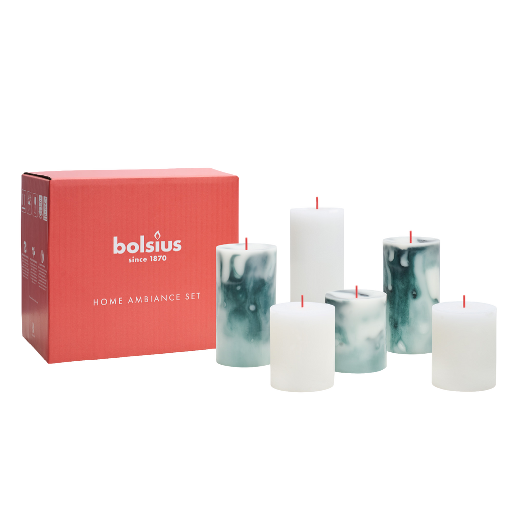 Bolsius - Rustieke kaarsen set - Malachite Green - Marble