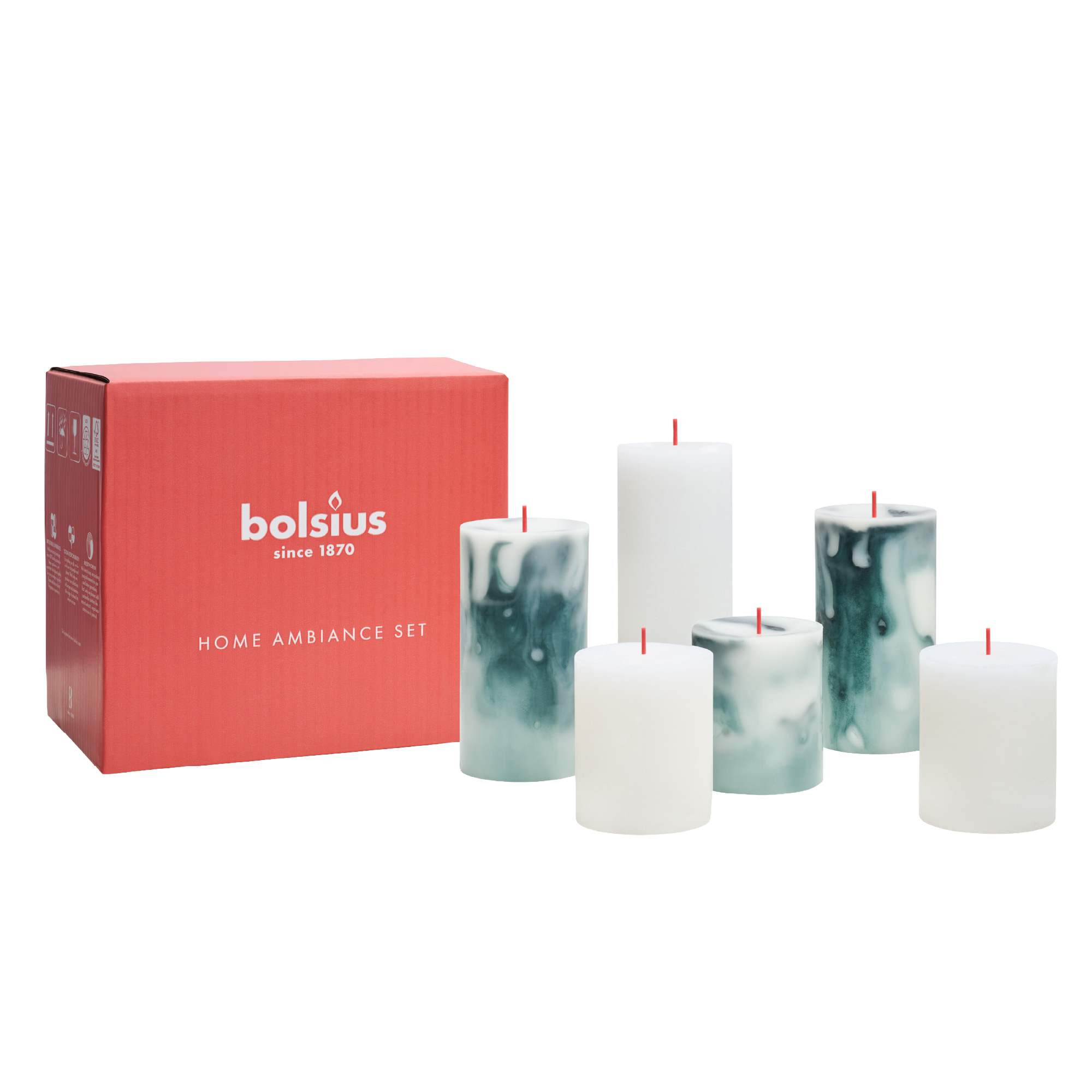 Bolsius - Rustieke kaarsen set - Malachite Green - Marble
