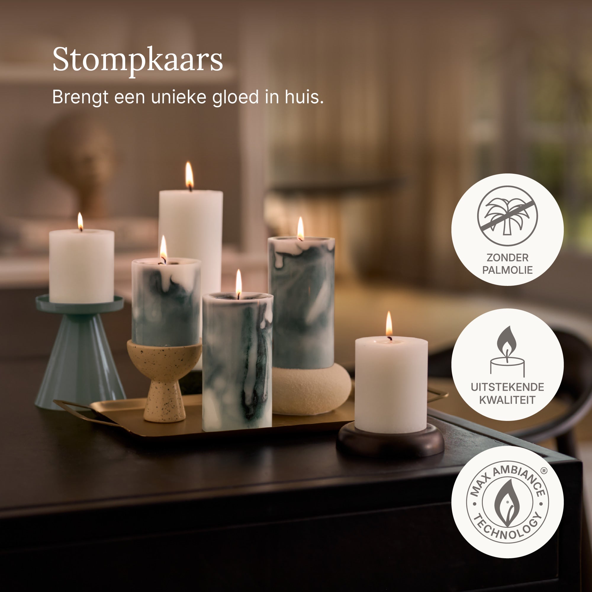 Bolsius - Rustieke kaarsen set - Malachite Green - Marble