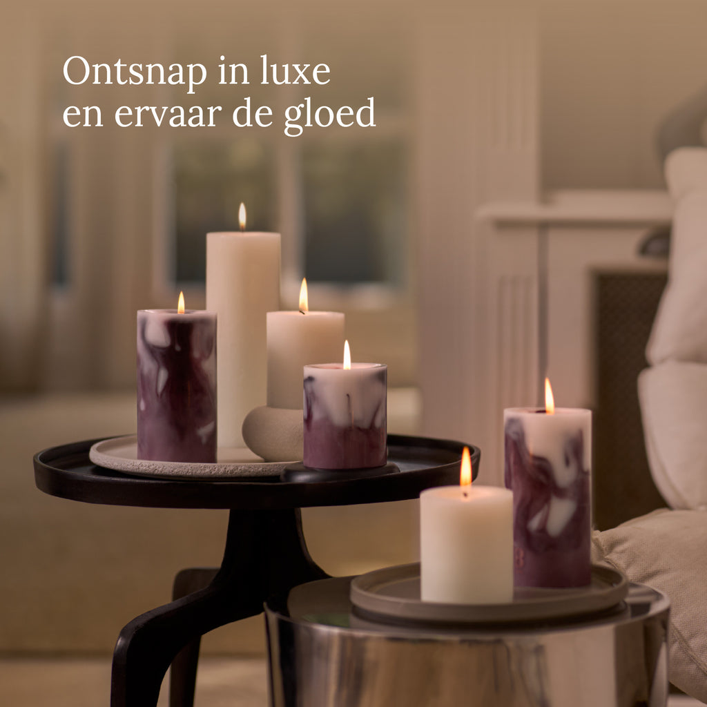 Bolsius - Rustieke kaarsen set - Royal Burgundy - Marble