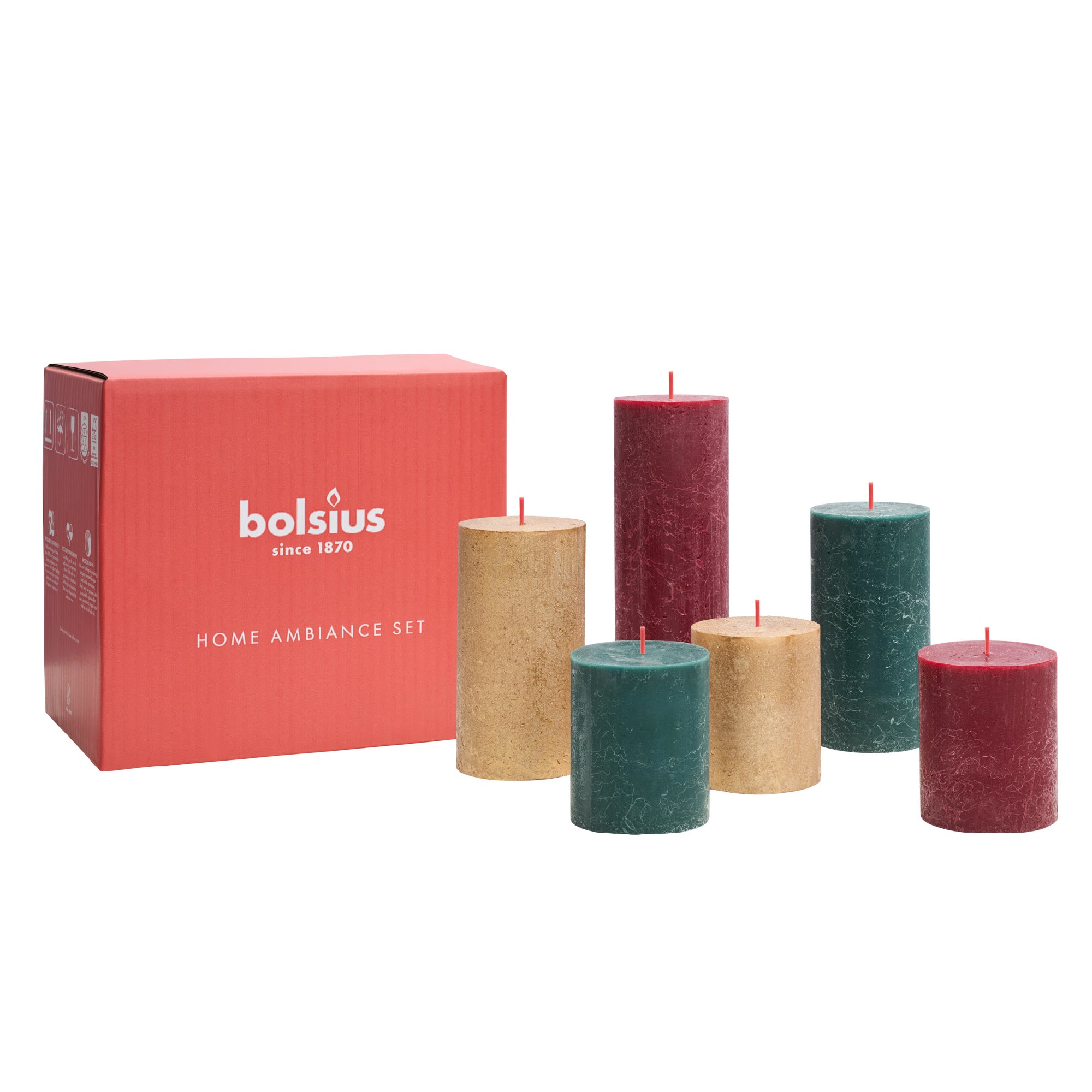 Bolsius - Rustieke kaarsen set - 6 stuks - Jolly