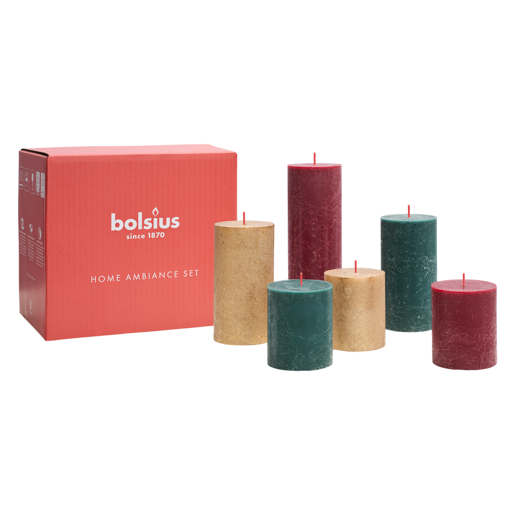 Bolsius - Rustieke kaarsen set - 6 stuks - Jolly