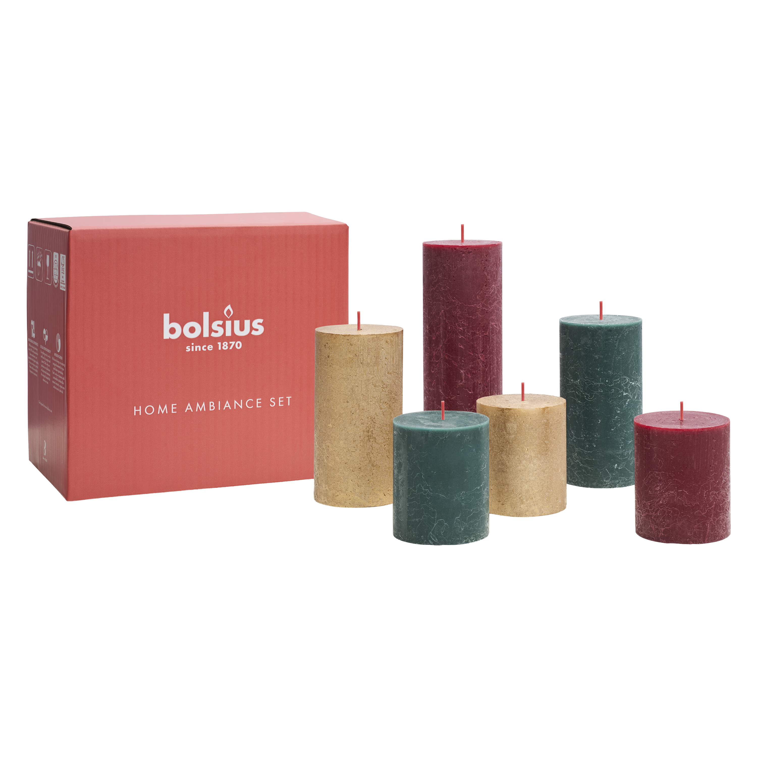 Bolsius - Rustieke kaarsen set - 6 stuks - Jolly