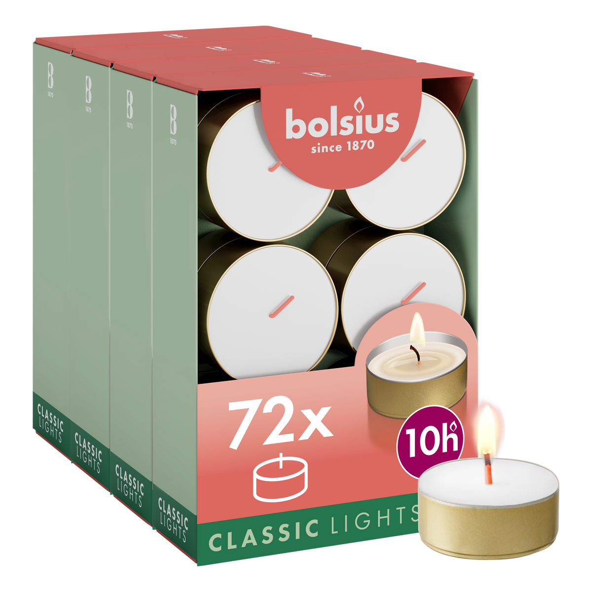 Bolsius - 72 Maxi Waxinelichtjes - Gouden Cup - Theelichtjes - 10 branduren - Grootverpakking