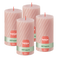 Bolsius - Rustieke Kaars - Gedraaid Patroon - 4 stuks - Roze - 60 branduren - 13 cm