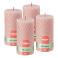 Bolsius - Rustieke Kaars - Gedraaid Patroon - 4 stuks - Roze - 60 branduren - 13 cm