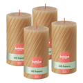 Bolsius - Rustieke Kaars - Gedraaid Patroon - 4 stuks - Beige - 60 branduren - 13 cm