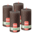 Bolsius - Rustieke Kaars - Gedraaid Patroon - 4 stuks - Taupe Donker Bruin - 60 branduren - 13 cm