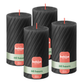 Bolsius - Rustieke Kaars - Gedraaid Patroon - 4 stuks - Antraciet - 60 branduren - 13 cm