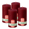 Bolsius - Rustieke Kaars - Gedraaid Patroon - 4 stuks - Rood - 60 branduren - 13 cm