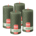 Bolsius - Rustieke Kaars - Gedraaid Patroon - 4 stuks - Groen - 60 branduren - 13 cm