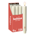 Bolsius - 9 Dinerkaarsen Rustiek Extra Breed - Ivoor - 23 cm - Diameter 3 cm - 15 Branduren