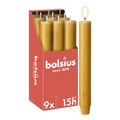 Bolsius - 9 Dinerkaarsen Rustiek Extra Breed - Beige - 23 cm - Diameter 3 cm - 15 Branduren