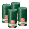 Bolsius - Rustieke kaars Shimmer - 4 Stuks - Metallic Groen - 13cm - 60 Branduren