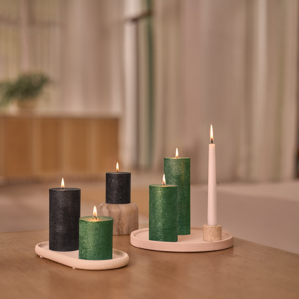 Bolsius - Rustieke kaars Shimmer - 4 Stuks - Metallic Groen - 13cm - 60 Branduren