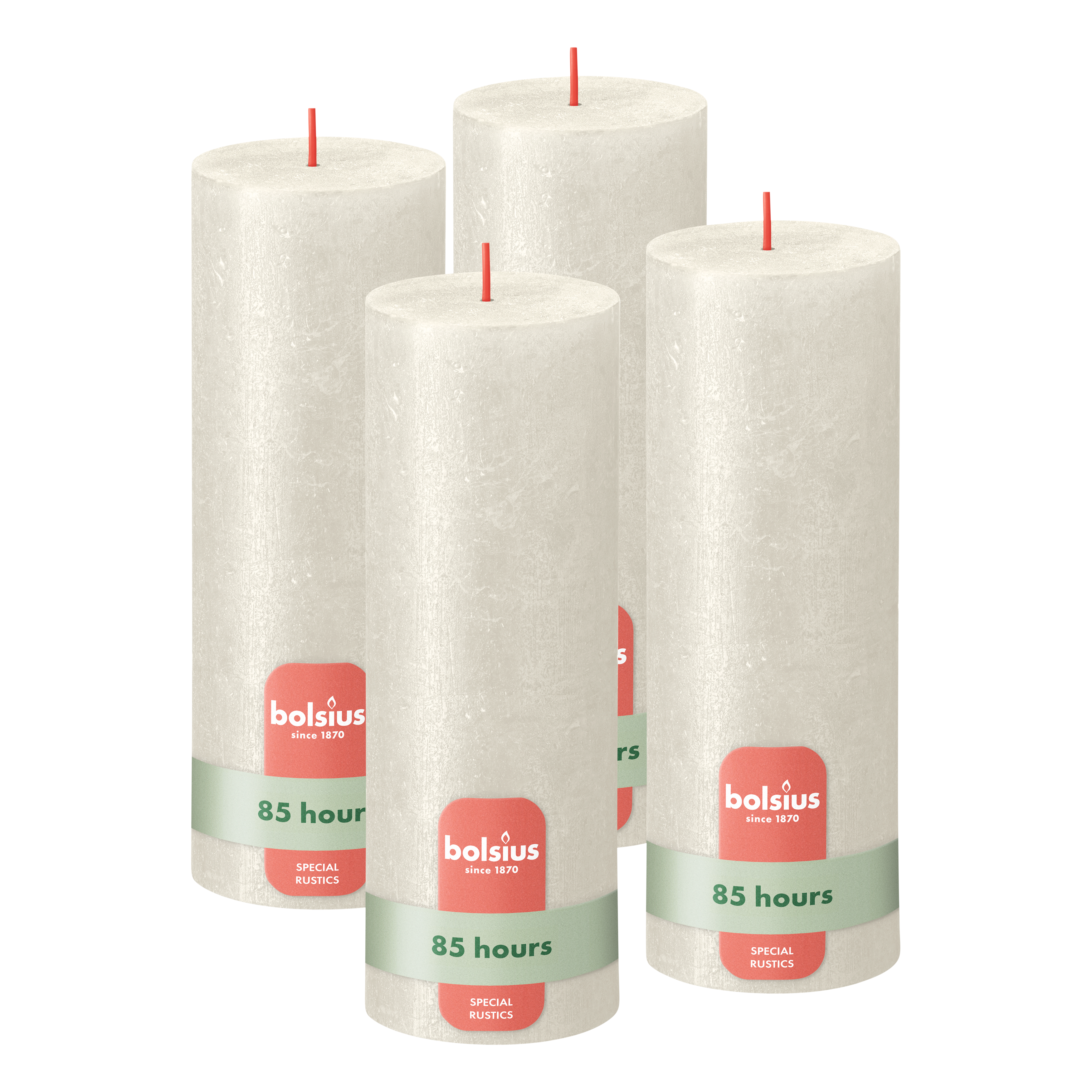 Bolsius - Rustieke kaars Shimmer - 4 Stuks - Metallic - Ivoor - 19cm