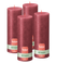 Bolsius - Rustieke kaars Shimmer - 4 Stuks - Metallic - Rood – 19cm