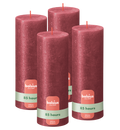 Bolsius - Rustieke kaars Shimmer - 4 Stuks - Metallic - Rood – 19cm