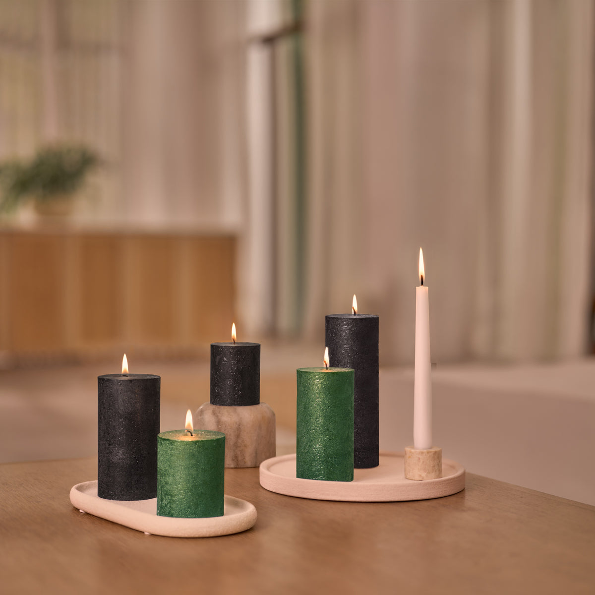 Bolsius - Rustieke kaars Shimmer - 4 Stuks - Metallic Groen - 19cm - 85 branduren