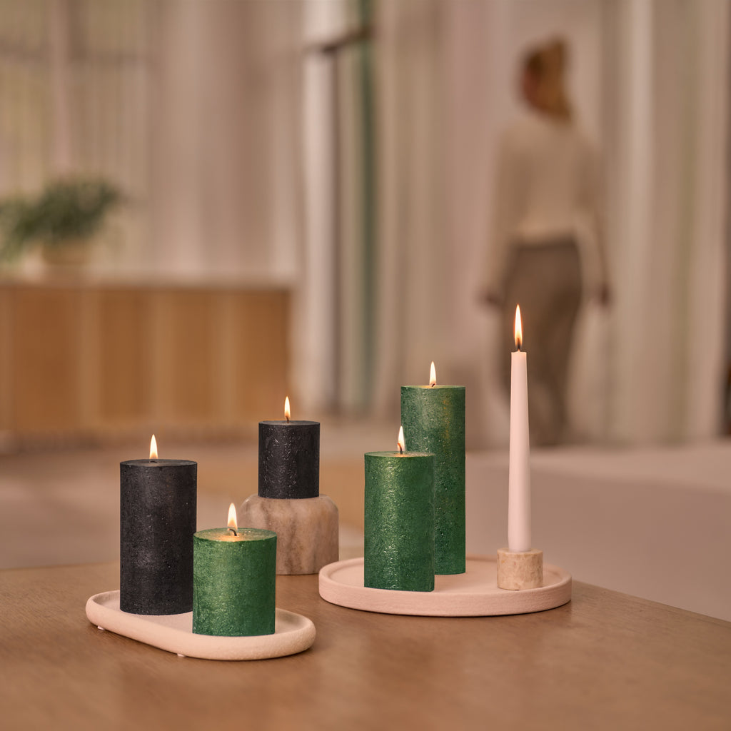 Bolsius - Rustieke kaars Shimmer - 4 Stuks - Metallic Groen - 19cm - 85 branduren