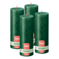 Bolsius - Rustieke kaars Shimmer - 4 Stuks - Metallic Groen - 19cm - 85 branduren