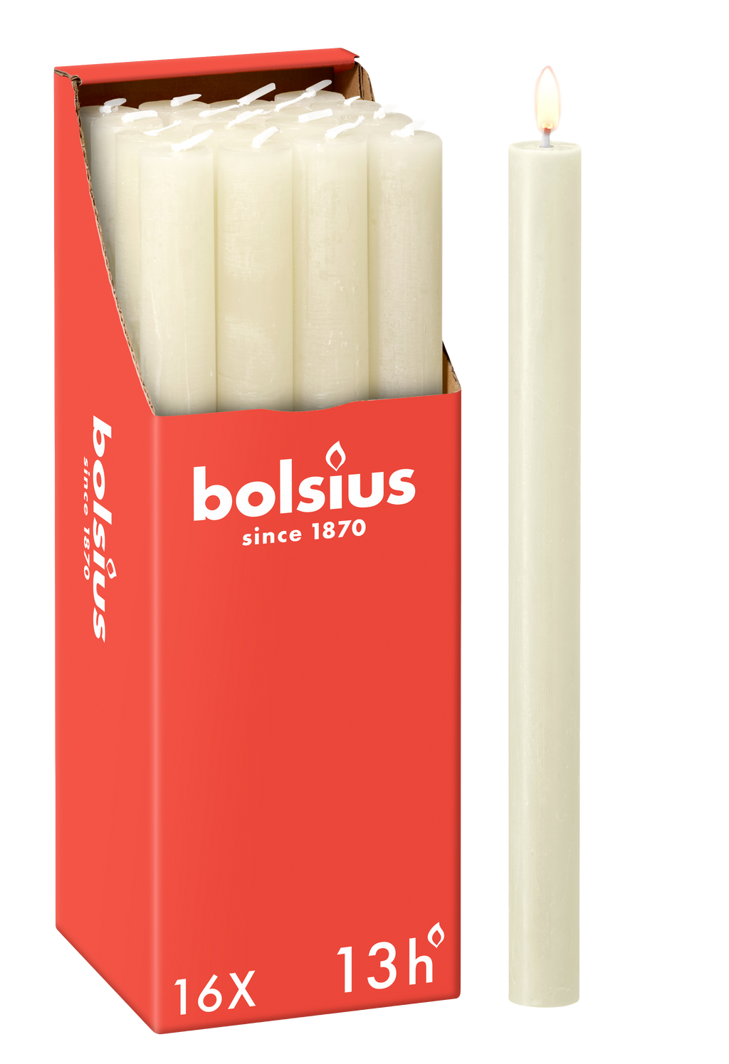 Bolsius - 16 Dinerkaarsen Rustiek - Ivoor