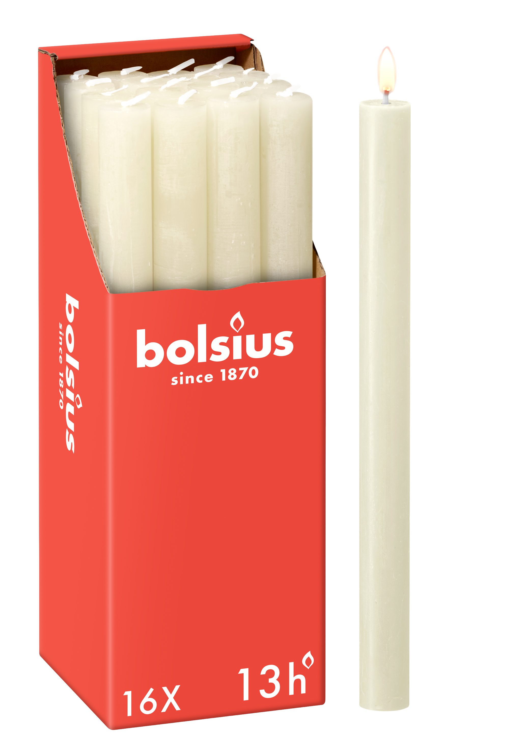Bolsius - 16 Dinerkaarsen Rustiek - Ivoor