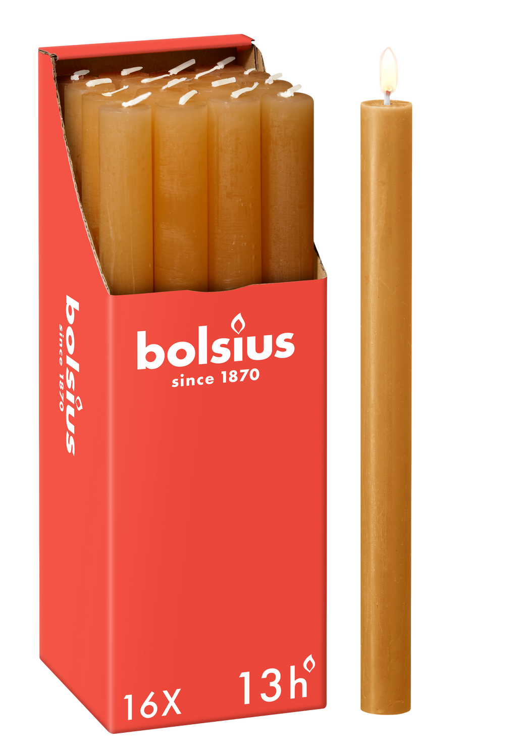Bolsius - 16 Dinerkaarsen Rustiek - Geel