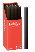 Bolsius - 16 Dinerkaarsen Rustiek - Antraciet - Donker Grijs