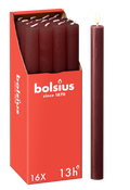 Bolsius - 16 Dinerkaarsen Rustiek - Bordeaux Rood