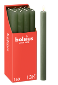 Bolsius - 16 Dinerkaarsen Rustiek - Groen - 13 branduren