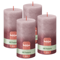 Bolsius - Rustieke kaars - Oud Roze & Rood Metallic - 13cm - 4 Stuks - Fading Metallic
