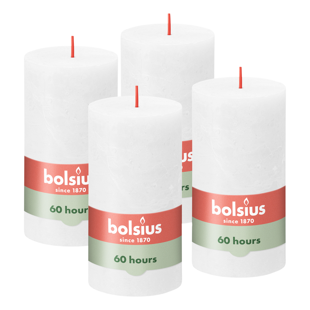Bolsius - Rustieke Kaars - 4 Stuks - Wit - 13cm