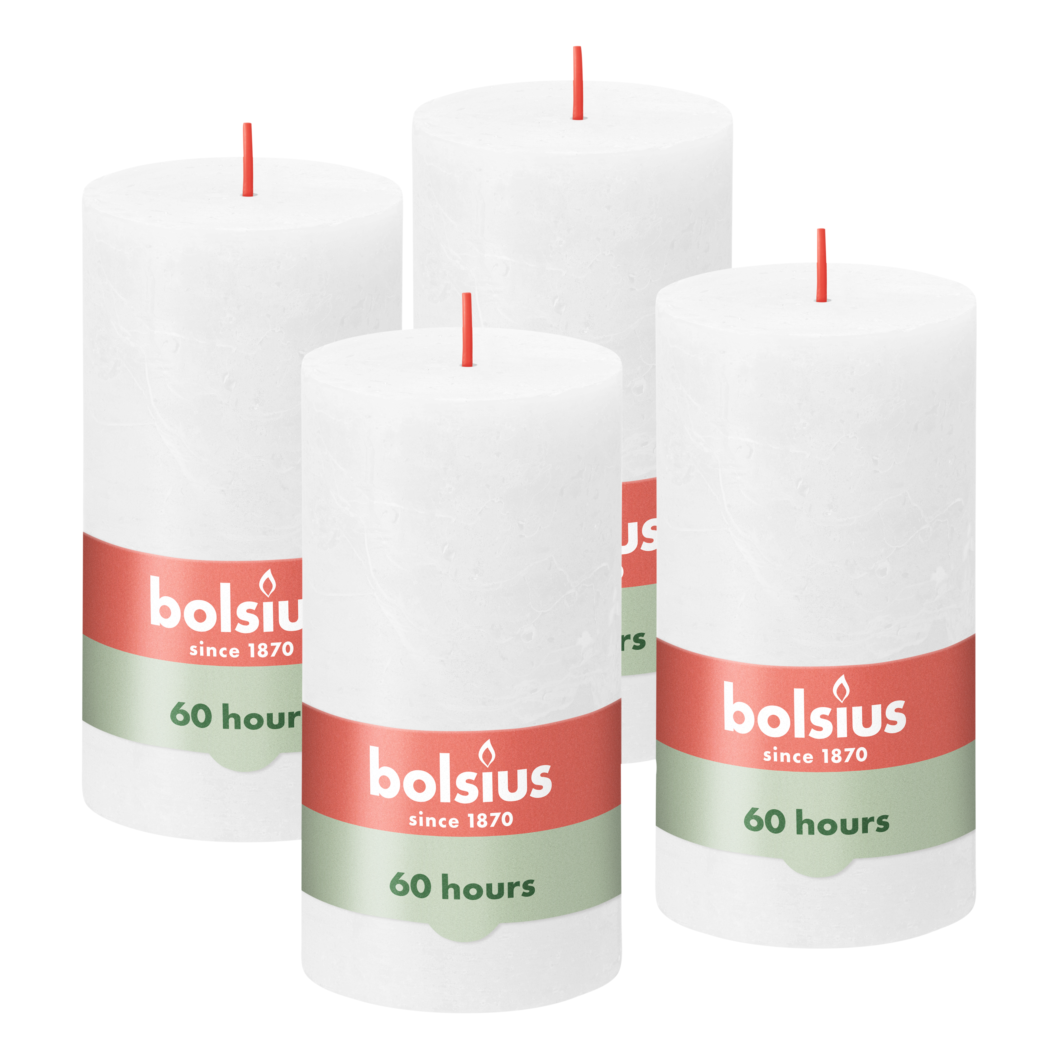 Bolsius - Rustieke Kaars - 4 Stuks - Wit - 13cm