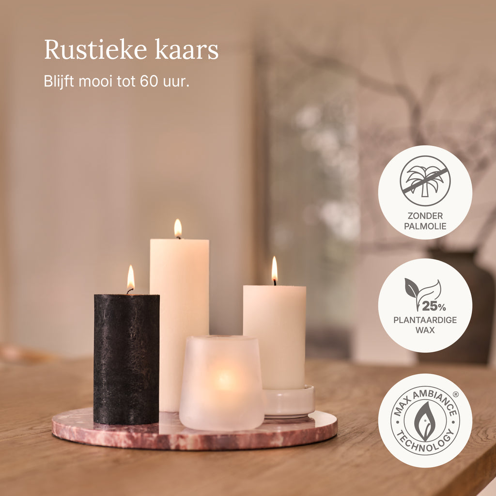 Bolsius - Rustieke Kaars - 4 Stuks - Ivoor - 13cm