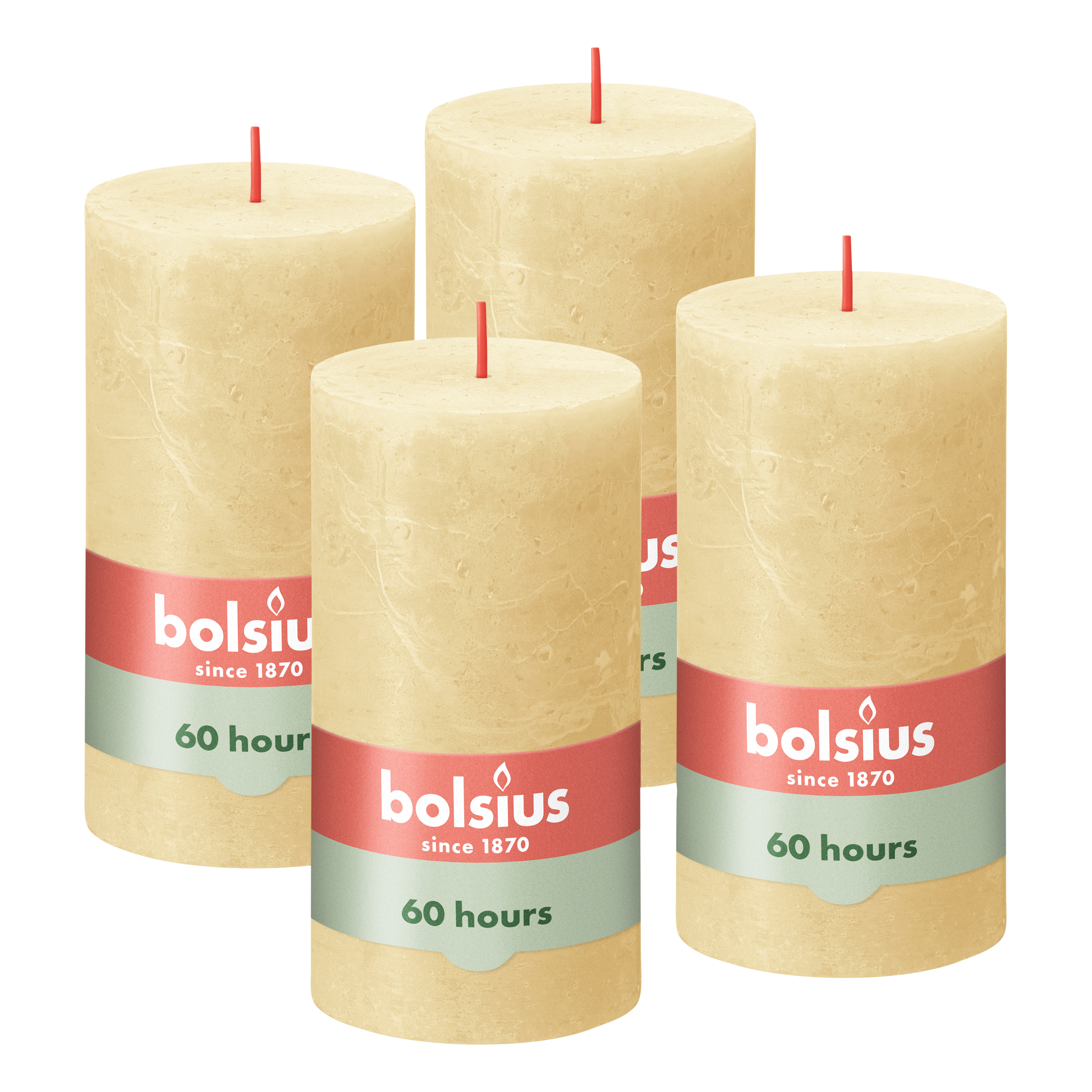 Bolsius Rustieke Kaars - 4 Stuks - Oat Beige - 13cm - 60 branduren