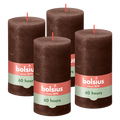 Bolsius - Rustieke Stompkaarsen - 4 Stuks - Bruin - 13cm - 60 branduren