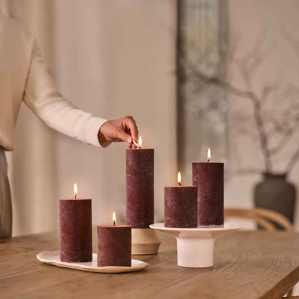 Bolsius - Rustieke Stompkaarsen - 4 Stuks - Bruin - 13cm - 60 branduren