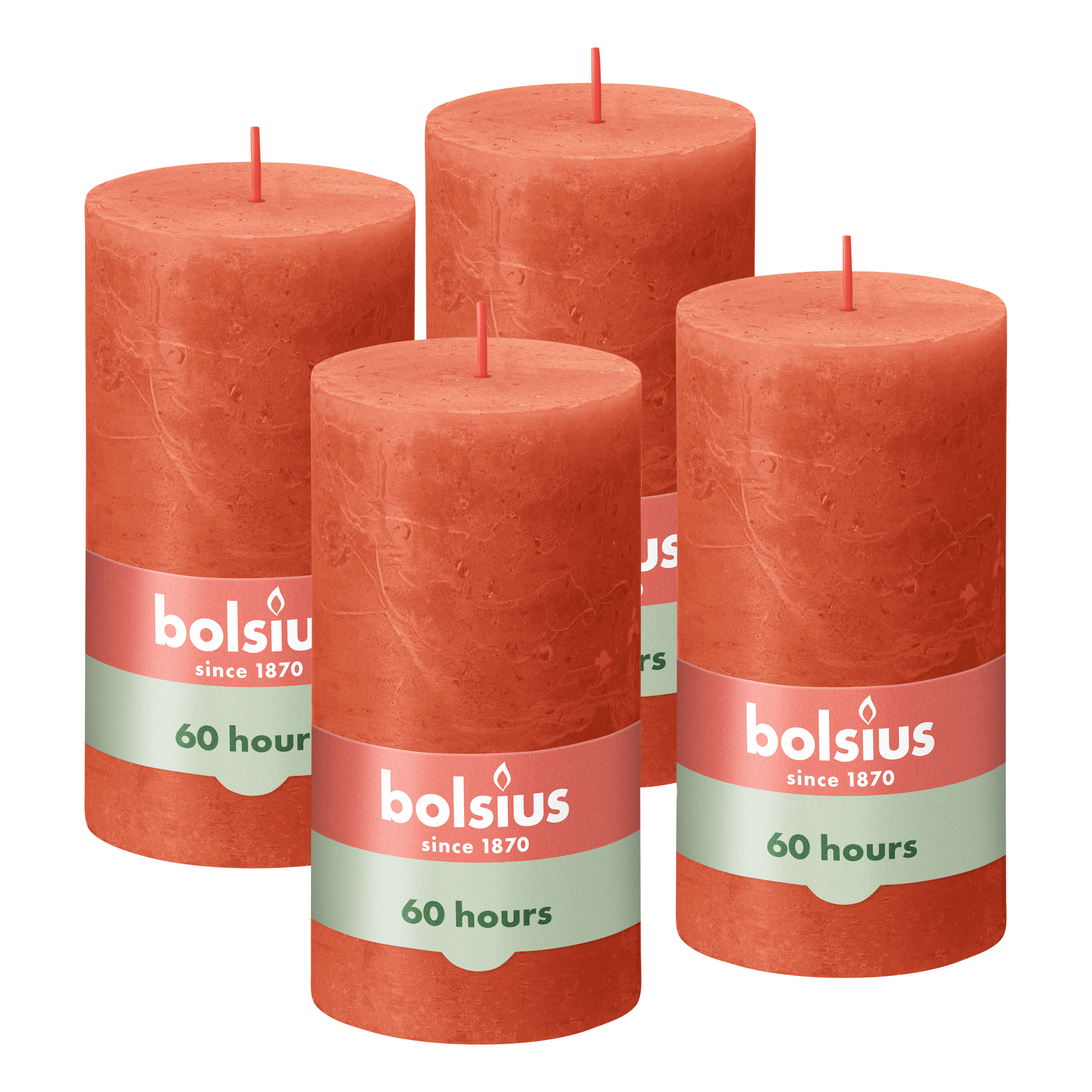 Bolsius - Rustieke Kaars - 4 Stuks - Oranje - 13cm