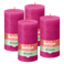 Bolsius - Rustieke Stompkaarsen - 4 Stuks - Fuchsia Roze - 13cm - 60 branduren