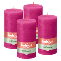 Bolsius - Rustieke Stompkaarsen - 4 Stuks - Fuchsia Roze - 13cm - 60 branduren
