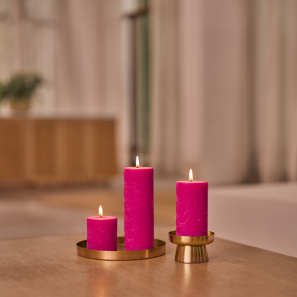 Bolsius - Rustieke Stompkaarsen - 4 Stuks - Fuchsia Roze - 13cm - 60 branduren