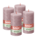 Bolsius - Rustieke Kaars - 4 Stuks - Oud Roze - 13cm