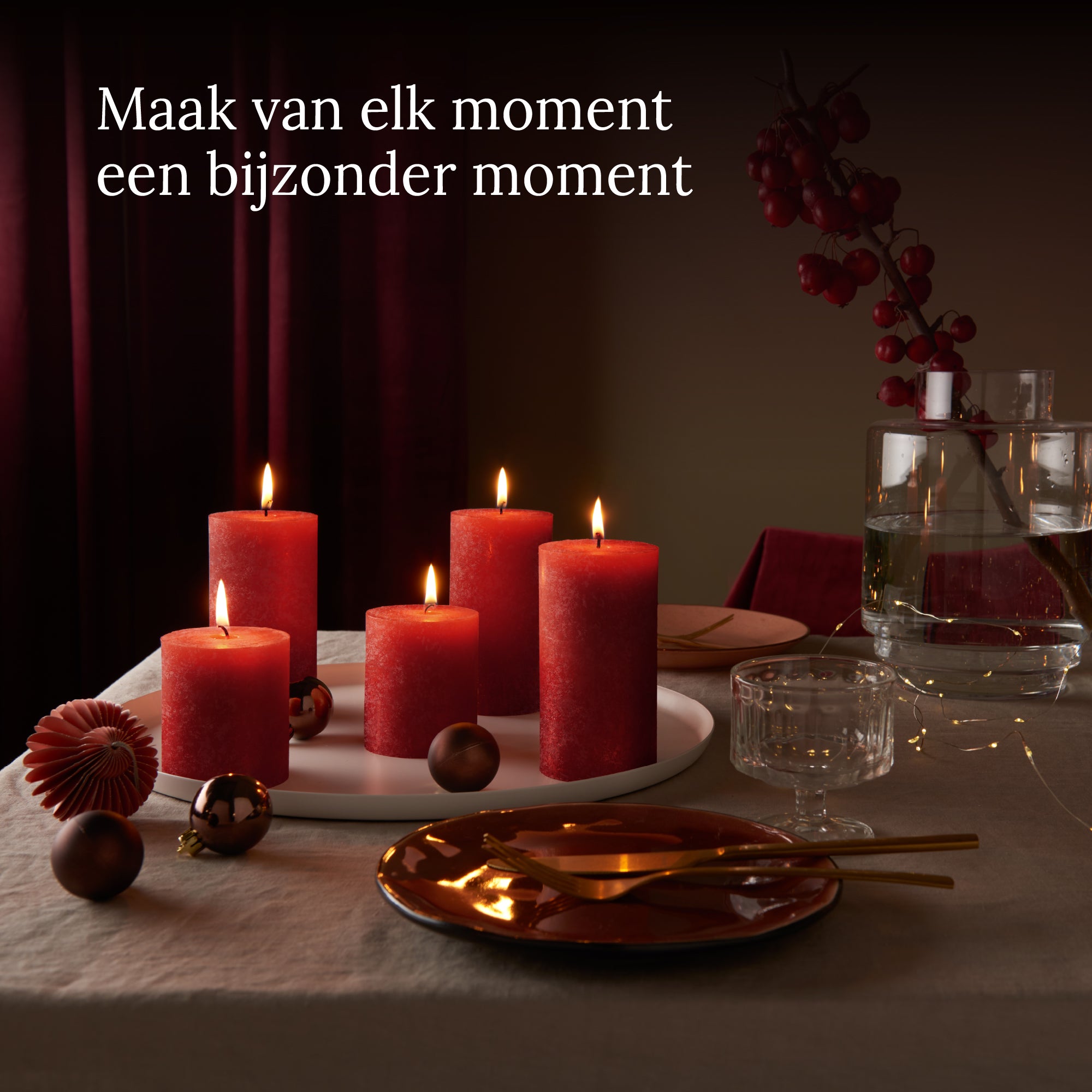 Bolsius - Rustieke Kaars - 4 Stuks - Rood - 13cm