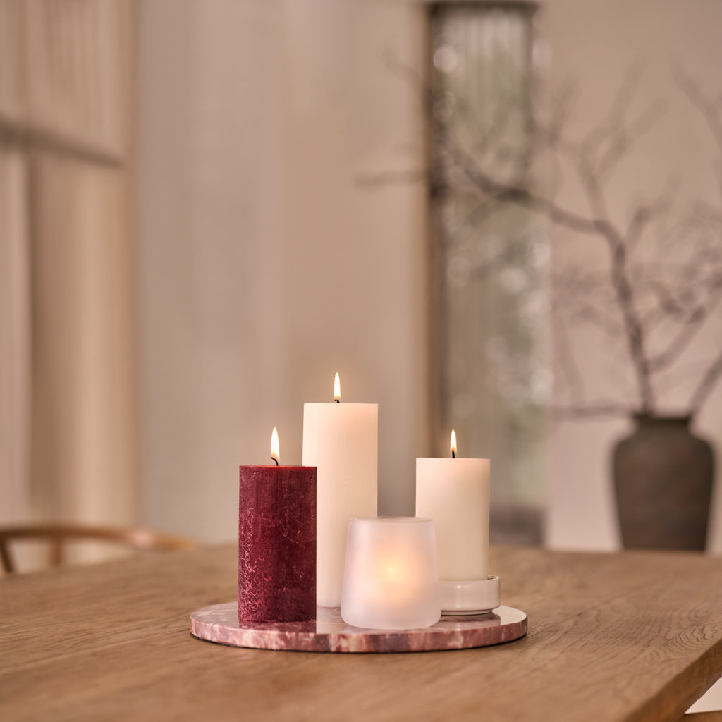 Bolsius - Rustieke Kaars - 4 Stuks - Bordeaux Rood - 13cm