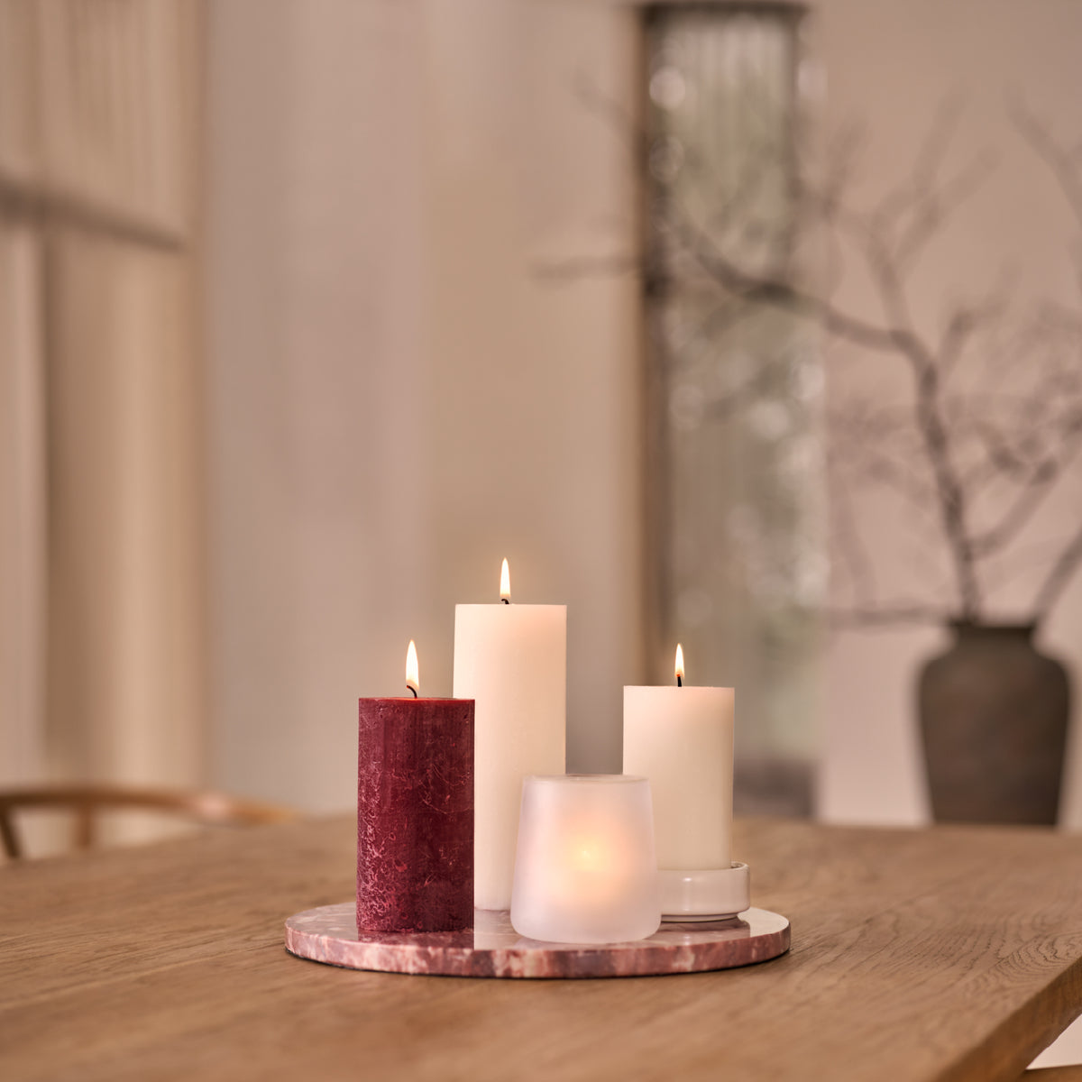 Bolsius - Rustieke Kaars - 4 Stuks - Bordeaux Rood - 13cm